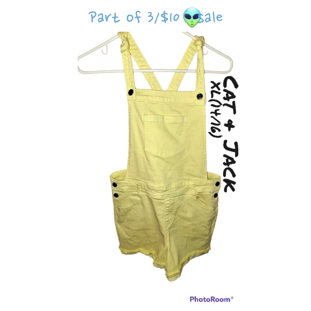 👽 XL youth overall shorts-yellow